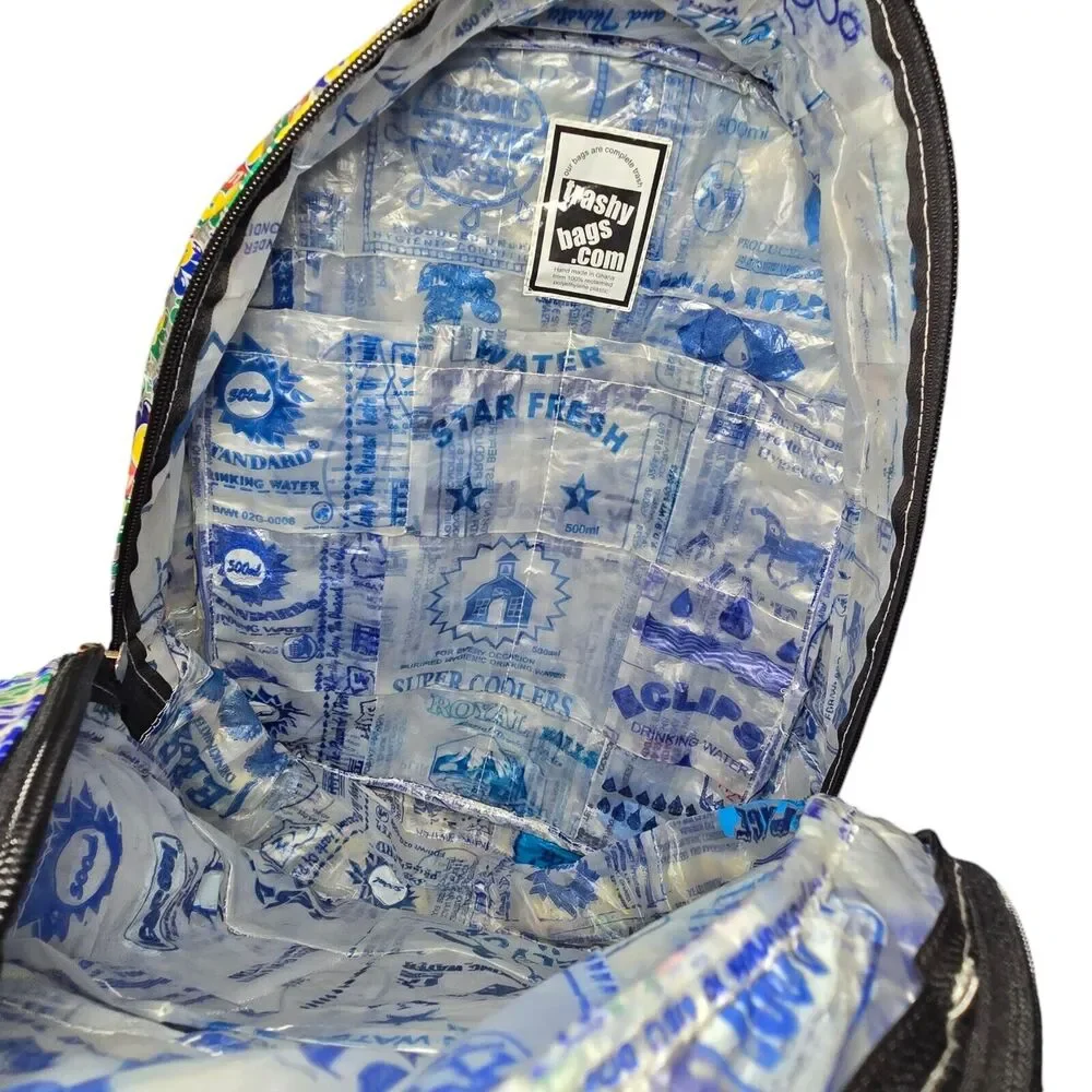 Trashy Bags Backpack Preowned Made From 100% Recycled Drinking Pouches Handmade